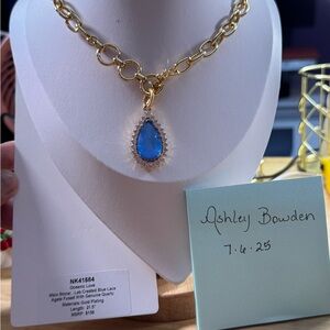 Oceanic Love Gold Necklace with Blue Pendant